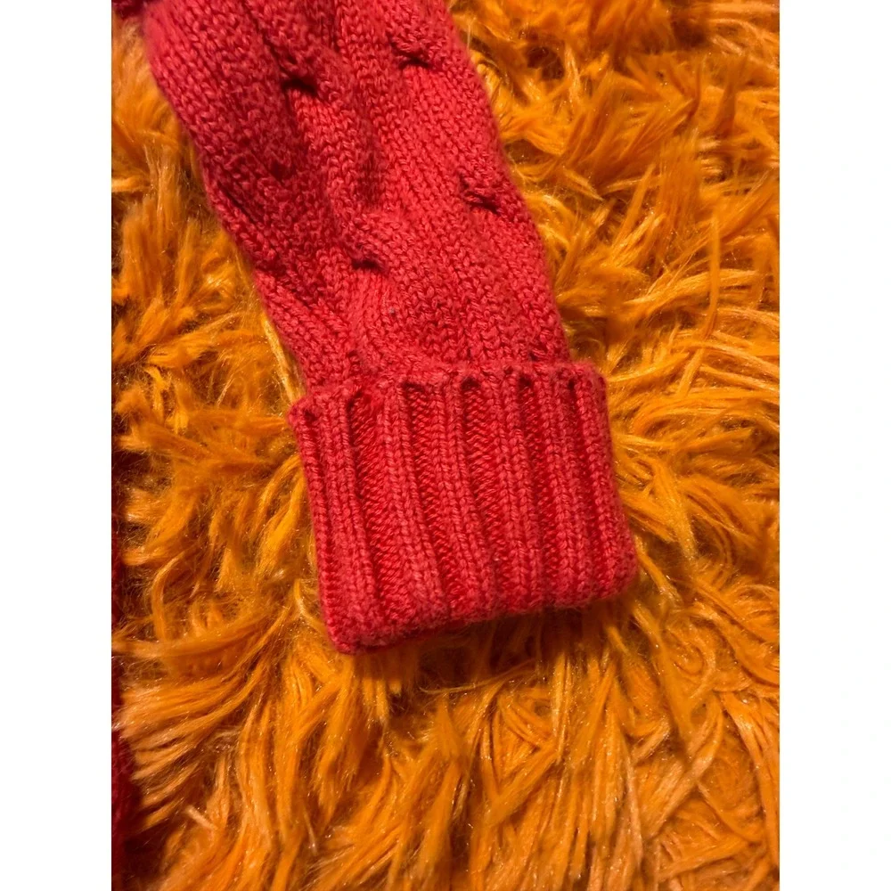 Ralph Lauren Kids Red Cable Knit Cotton Sweater Pony Logo 24M